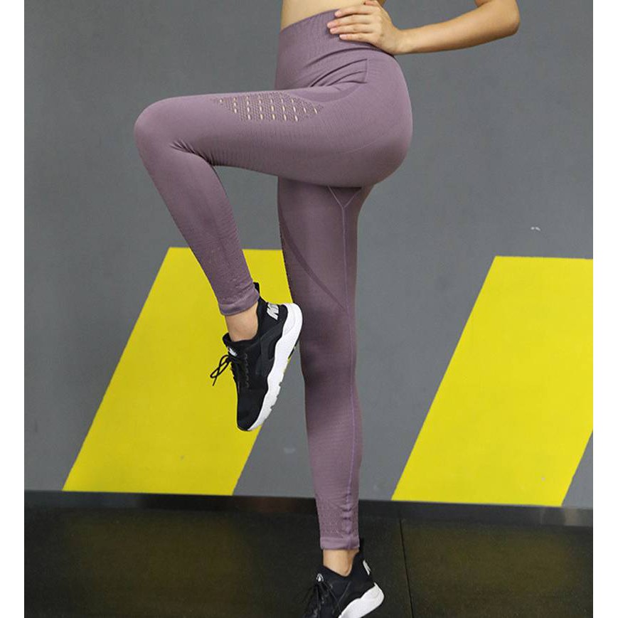 Quần thể thao nữ màu trơn cạp cao thoáng khí | BigBuy360 - bigbuy360.vn