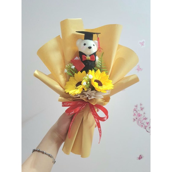 QUÀ TẶNG TỐT NGHIỆP BÓ HOA HƯỚNG DƯƠNG KÈM GẤU SIÊU XINH