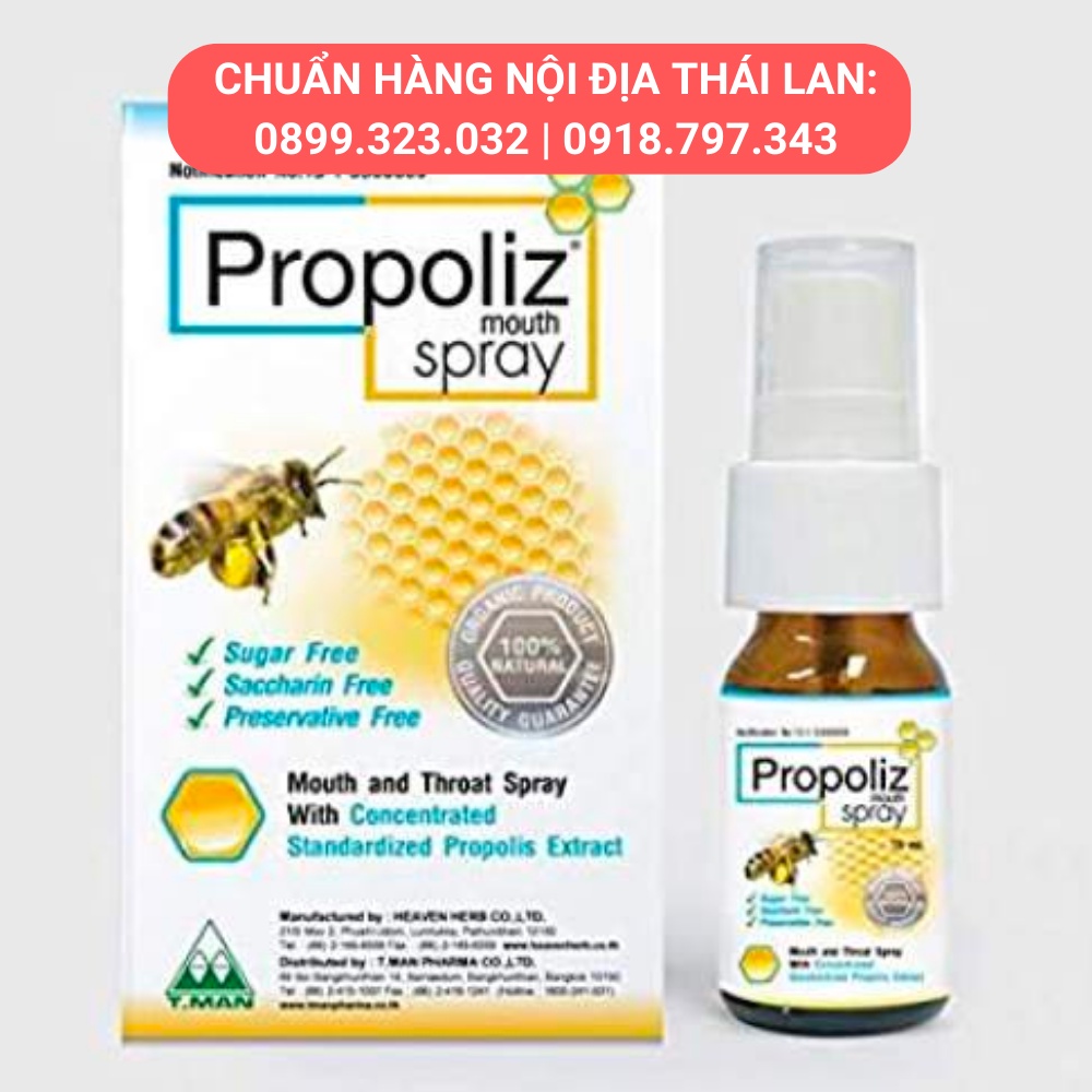 Xịt Giảm Ho - Bảo vệ vùng họng Keo Ong Propoliz Thái Lan 15ml