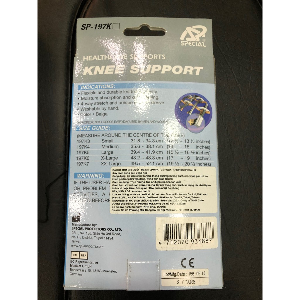 SỈ=LẺ ĐAI BĂNG THUN BÓ ĐẦU GỐI SP197k Bó gối Đai thun co giãn hỗ trợ khớp đầu gối Special SP197K Sp-197k size S M L XL