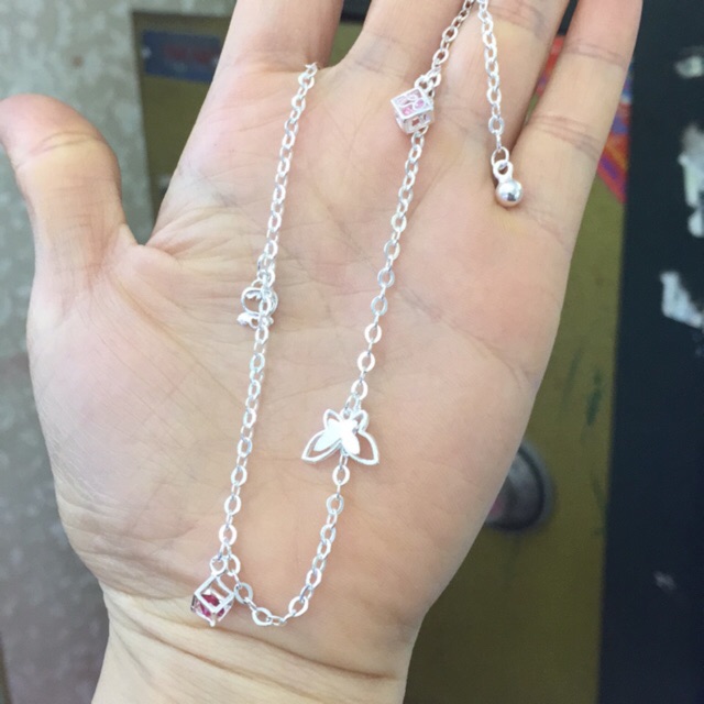 Lắc chân bạc nmj nhiều mẫu 2303 sen hoa bướm