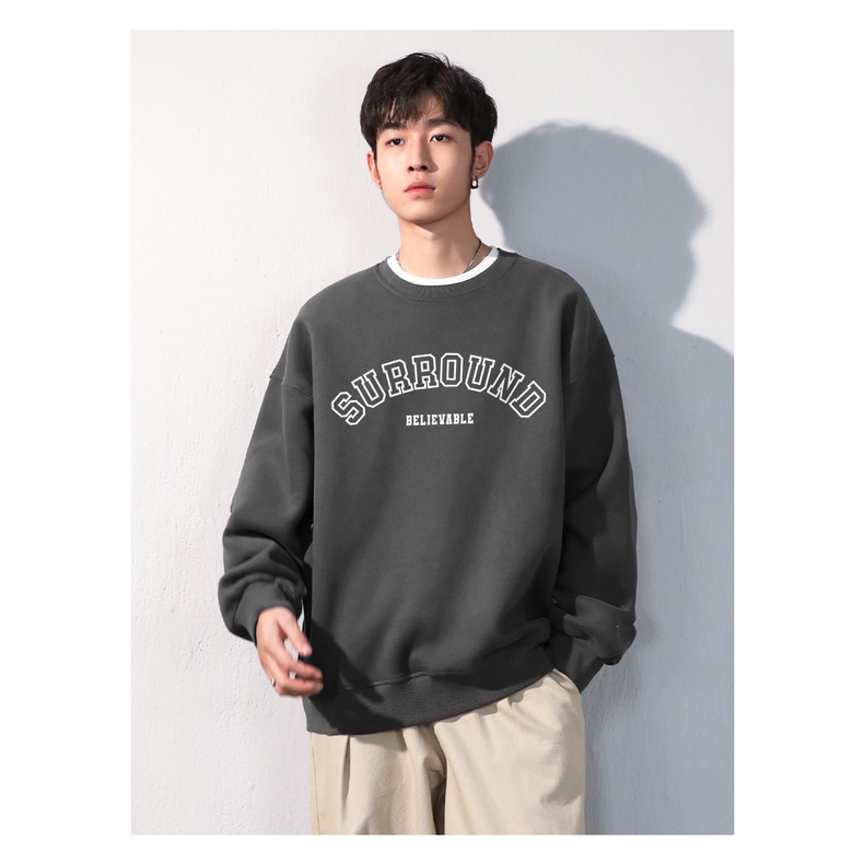 Áo SWEATER Nỉ Cổ Tròn Phối Chữ SURROUND Phong Cách ZANGZANG, Chất Nỉ Ngoại Siêu Dày Dặn Phong Cách Trẻ Trung Năng Động
