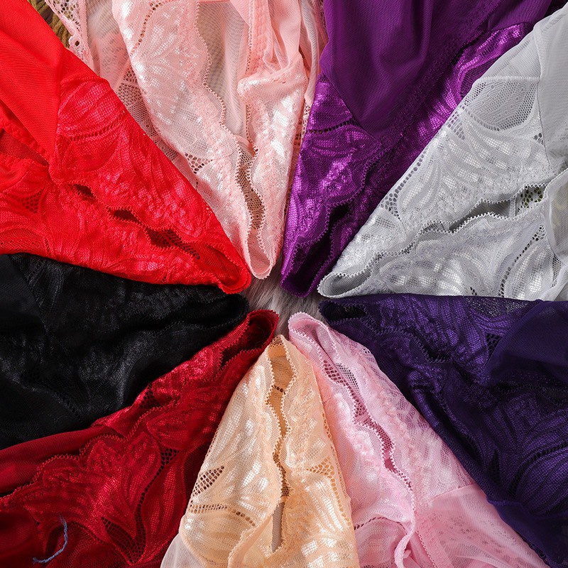 Quần Lót Nữ ren Sexy lưới phối cạp ren họa tiết lá sexy gợi cảm mỏng mát mã 518