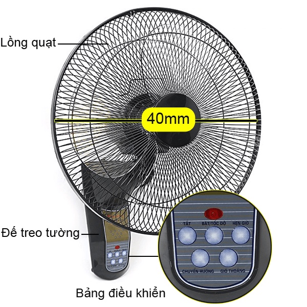 Quạt treo tường điện cơ Vinawind QTT400X-HD (Có điều khiển)