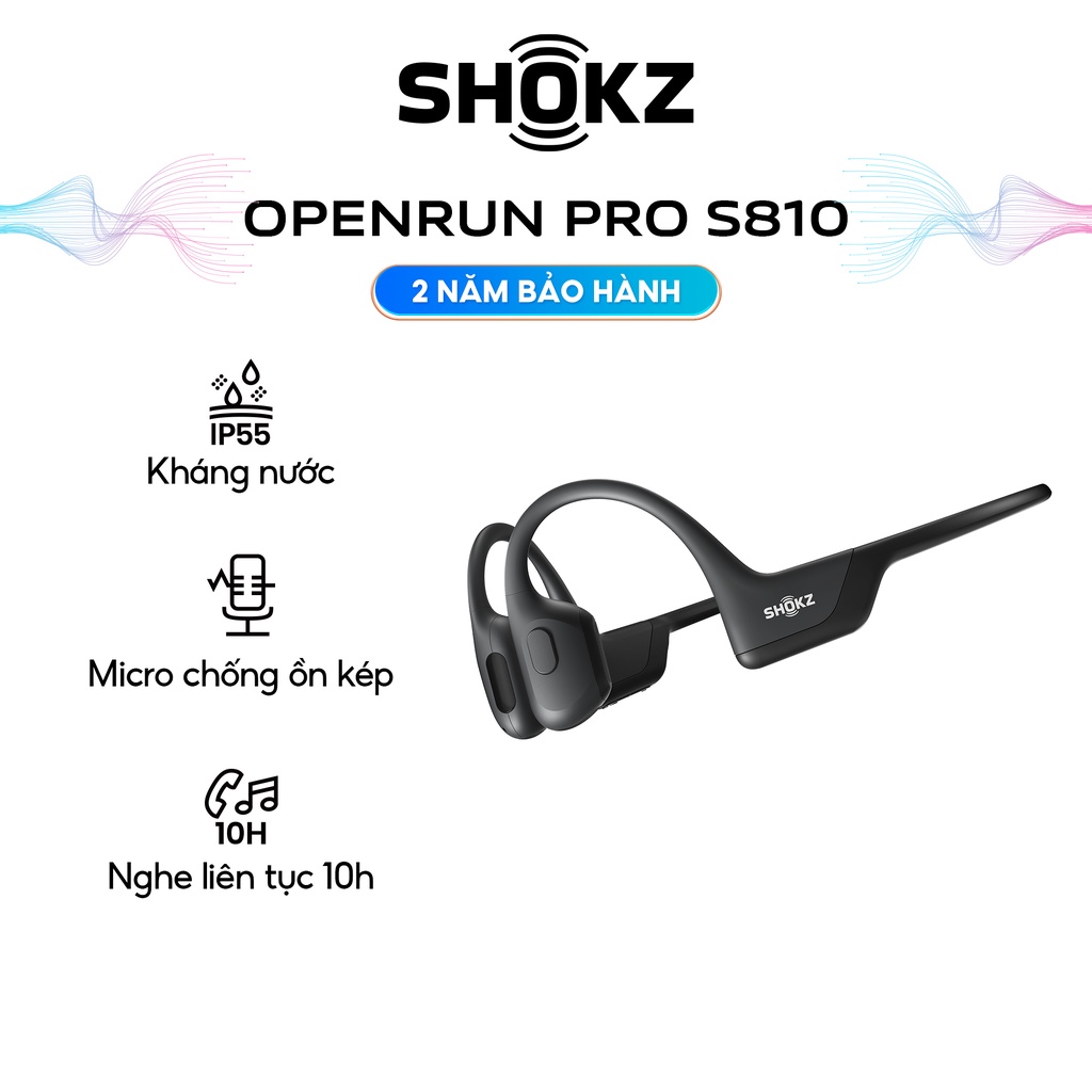 Tai nghe SHOKZ OPENRUN PRO S810 Màu Đen Bluetooth v5.1 thể thao dẫn truyền âm thanh qua xương - Hàng chính hãng