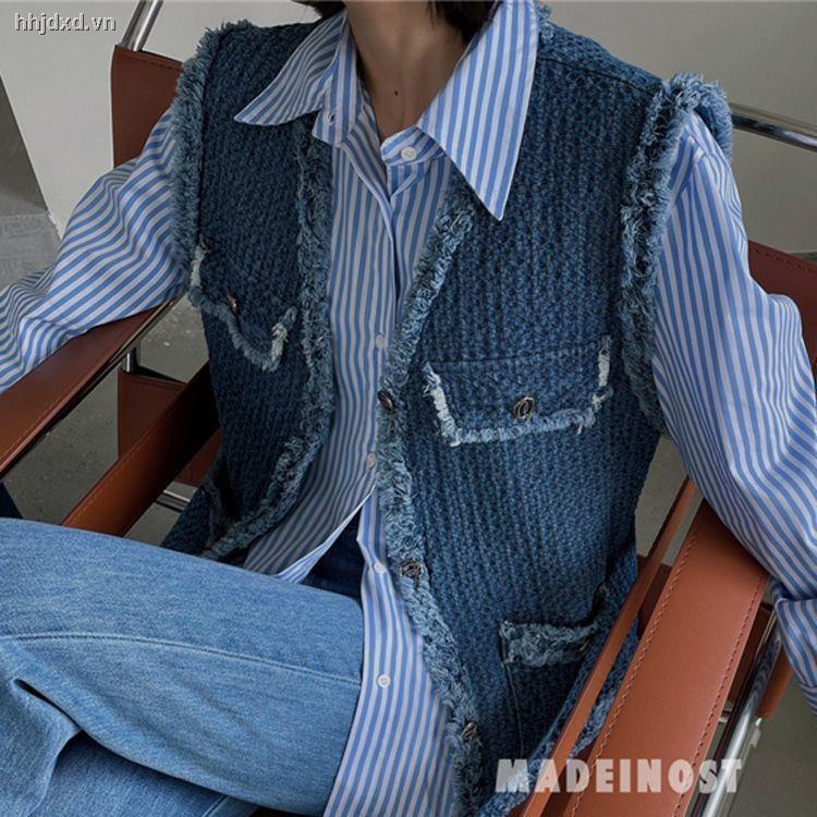 ☜❃Áo Khoác denim Cổ Chữ V Dáng Rộng Thời Trang Mùa Thu Hàn Quốc 21 Dành Cho Nữ