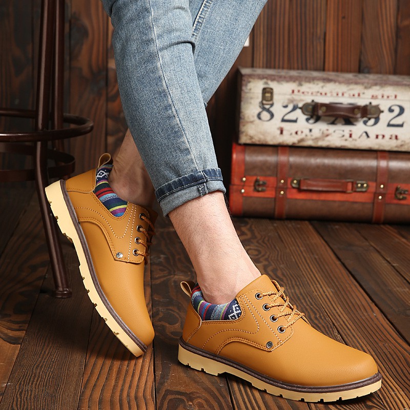 Giày Buck Lịch Lãm Gót Họa Tiết Màu Vàng | BigBuy360 - bigbuy360.vn