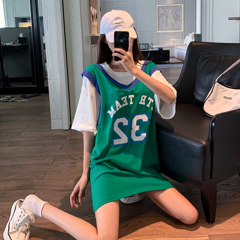❇☂Fake hai áo đồng phục bóng rổ bf học sinh mát mẻ Phiên bản Hàn Quốc của hoang dã siêu lửa phông ngắn tay phụ nữ