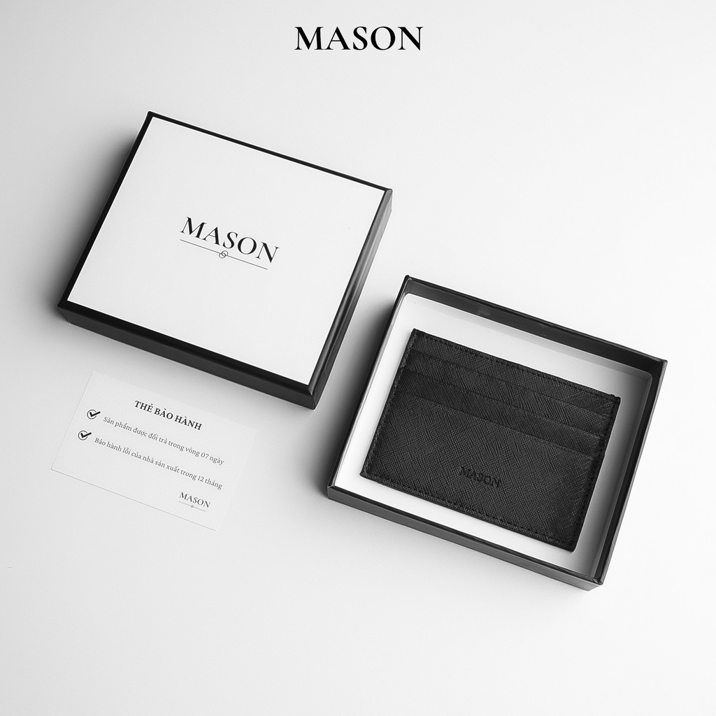 Ví card mini đựng thẻ Card Case da Saffiano nhập khẩu Unisex nam nữ nhỏ gọn cầm tay thương hiệu MASON - M01