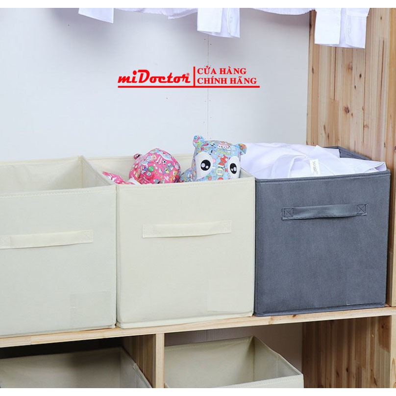 Hộp Vải Vuông Đựng Đồ Đa Năng Gấp Gọn Cao Cấp Kích Thước 28x28x28cm Sang Trọng Không Nắp miDoctor