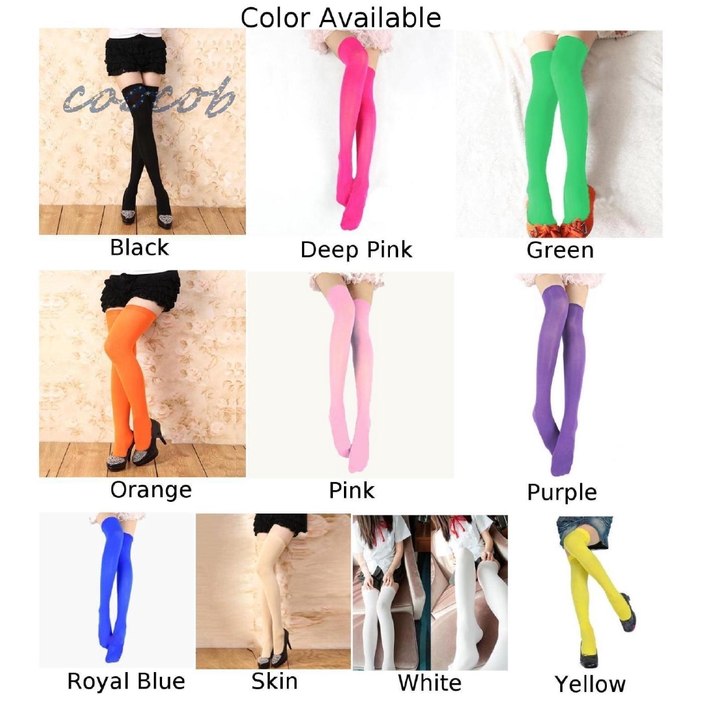 Women Solid Color Extra Long Boot Socks Over Knee Thigh High School Stocking