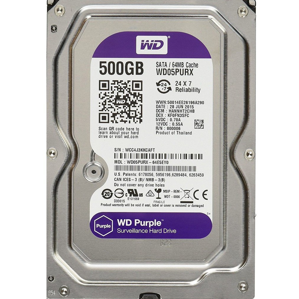 Ổ cứng Camera HDD 500GB WD Purple - Bảo hành 1 tháng