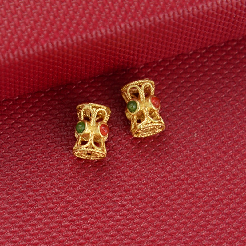 Chuỗi Hạt Vàng Hình Chuồn Chuồn Đính Đá Ngọc Lam Phong Cách Cổ Điển Dùng Làm Trang Sức diy