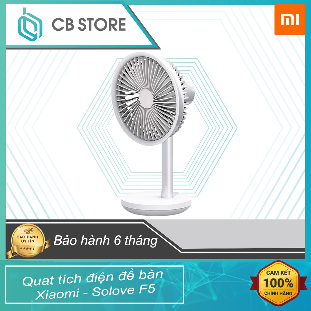 Quạt tích điện để bàn Xiaomi Solove F5 chạy 12 tiếng pin 4000mAh, công suất 5W 3 tốc độ có tuốc năng quay