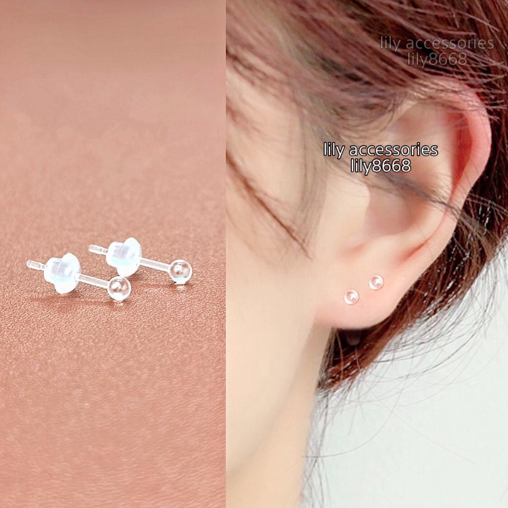 khuyên tai bi nhỏ trong suốt thanh mỏng mềm giúp giấu khuyên