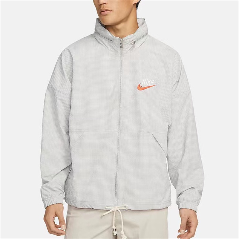 Áo Khoác Bomber Màu Trơn Thêu Logo NK Phối Khóa Kéo Thời Trang Cho Nam Và Nữ