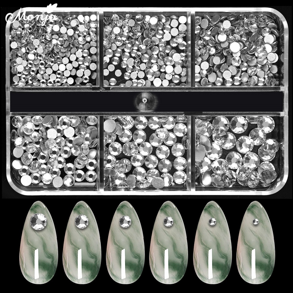 MONJA Hộp 1560 Hạt Đá 3D Lấp Lánh Trang Trí Móng Tay Nghệ Thuật