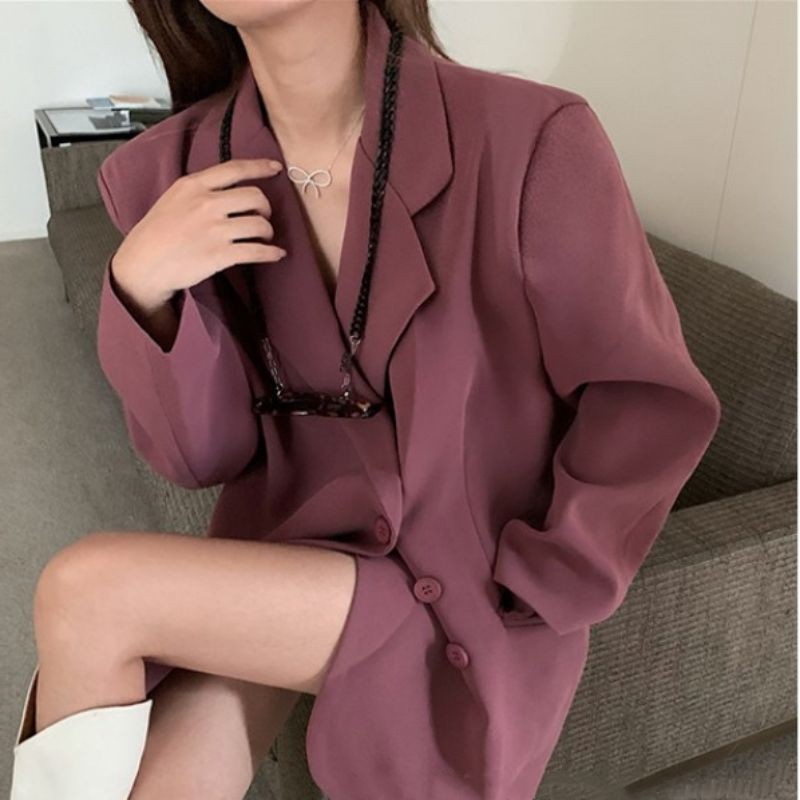 (Hàng Đẹp)Ảnh thật 6 hình cuối-2W18.Áo blazer oversize phong cách Hàn Quốc