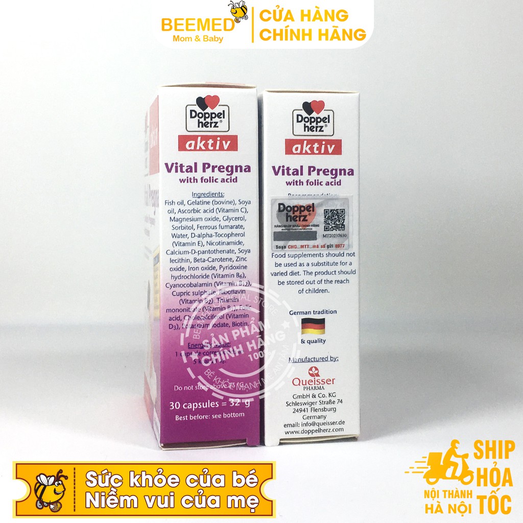 Aktiv Vital Pregna - Bổ sung vitamin cho bà bầu - Nhập khẩu chính hãng từ Aktiv Doppelherz Đức - Beemed phân phối