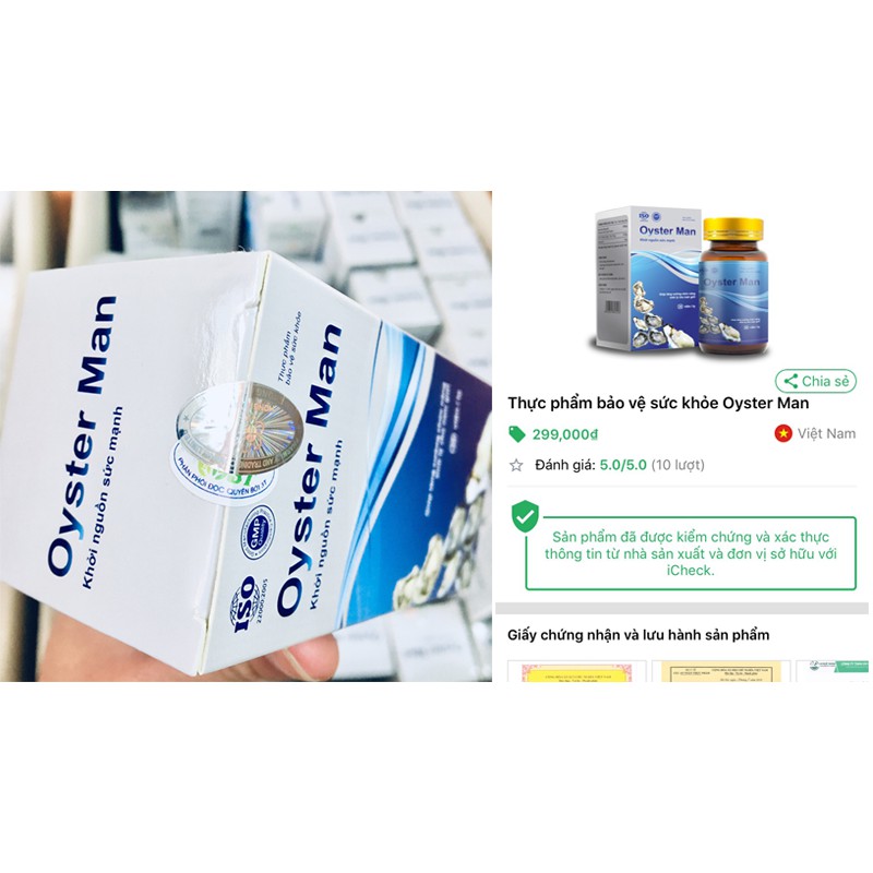 Combo 2 Hộp Oyster Man Chữa Xuất Tinh Sớm, Yếu Sinh Lý Nam Giới