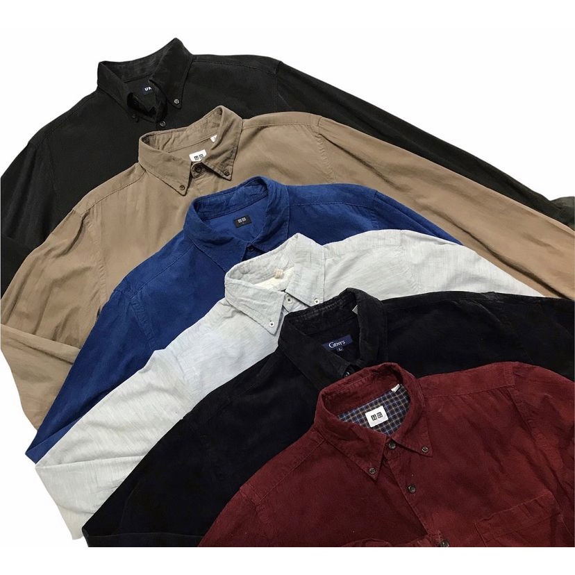 Sơ Mi Nhung Tăm , Sơ Mi Nhung Gân 2hand Unisex Nam Nữ Nâu 2hand Vintage Dáng Form Rộng Bấm Nút Hiệu Xịn Thời Trang Big