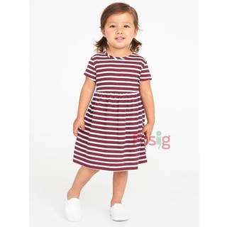 Đầm cotton tay ngắn bé gái on b25 - sọc tím to