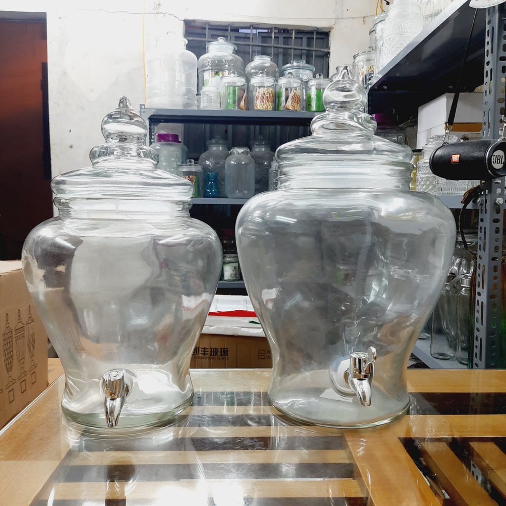 Bình thủy tinh sẵn vòi sang trọng, tiện chiết rót - HD72  dung tích 7L/10L (không kèm chân đế)