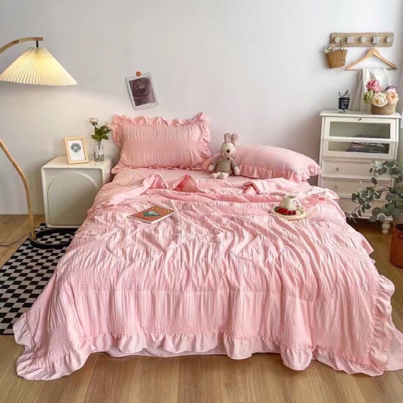 BỘ CHĂN GA GỐI COTTONG ĐŨI BÈO MÂY HÀN QUỐC 1 màu công chúa siêu xinh