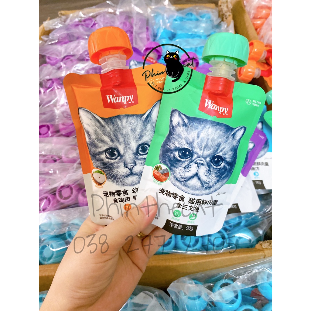 Súp thưởng Wanpy nắp vặn cho mèo 4 vị thơm ngon - Tuýp 90gr | phinthecat