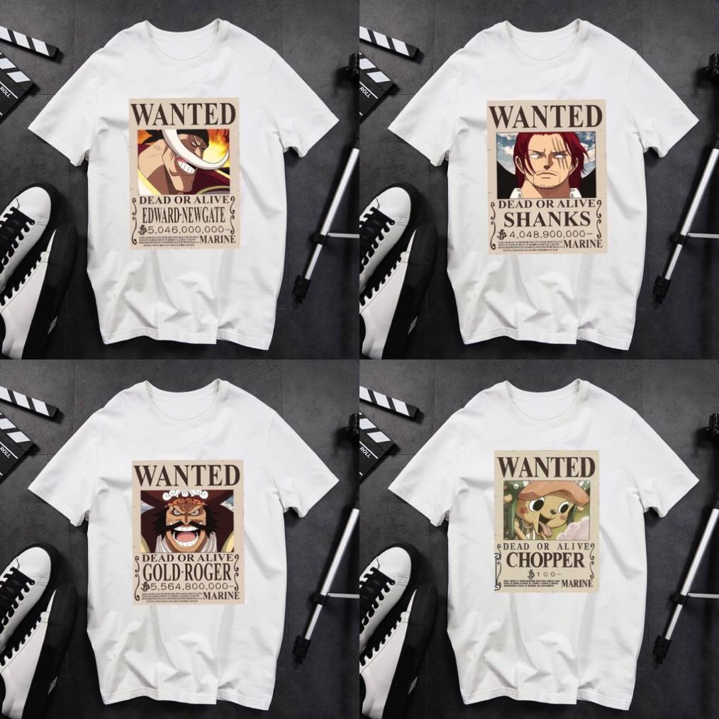 BST ÁO THUN ONE PIECE TRUY NÃ BĂNG MŨ RƠM SIÊU ĐỘC | ÁO LUFFY ONE PIECE WANTED TSHIRT OP18