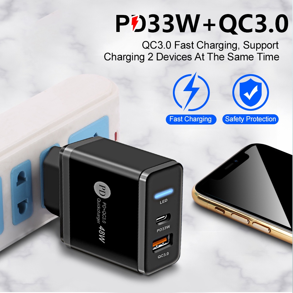 Củ Sạc Nhanh QC3.0 Và PD33W 48W Cho Samsung Xiaomi Tablet