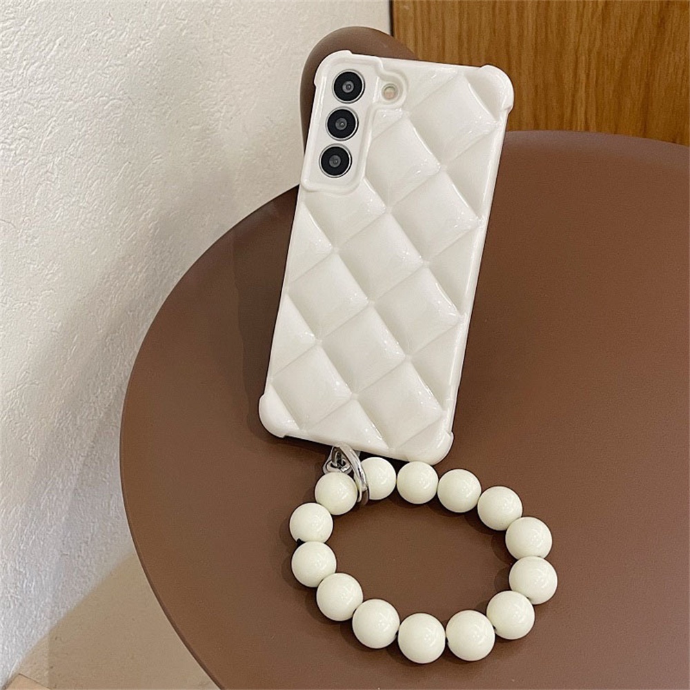 Ốp Điện Thoại Dẻo Họa Tiết Kẻ Ô / Hình Thoi Kèm Vòng Đeo Tay Sang Trọng Cho Samsung Galaxy S21 S22 PLUS S21 S22 Ultra