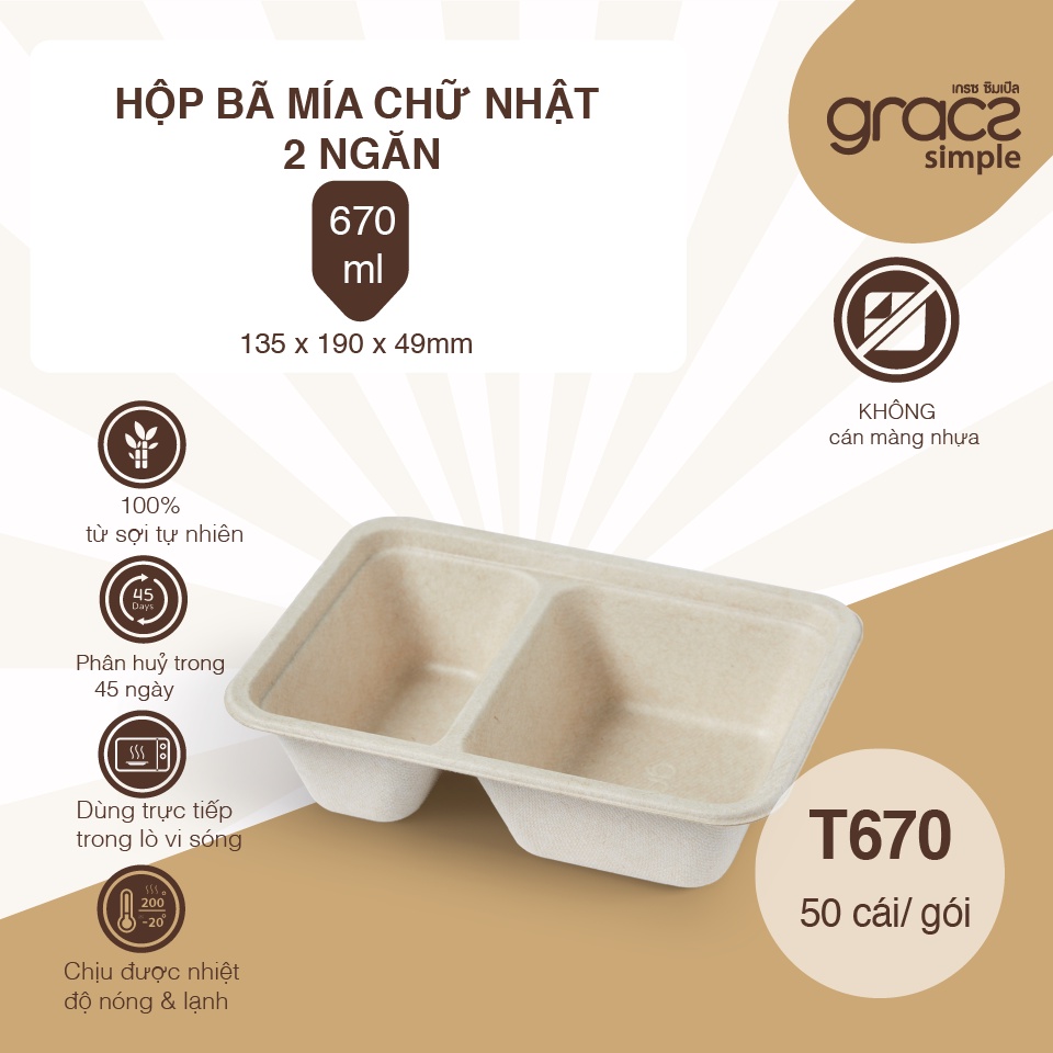 Hộp bã mía 2 ngăn