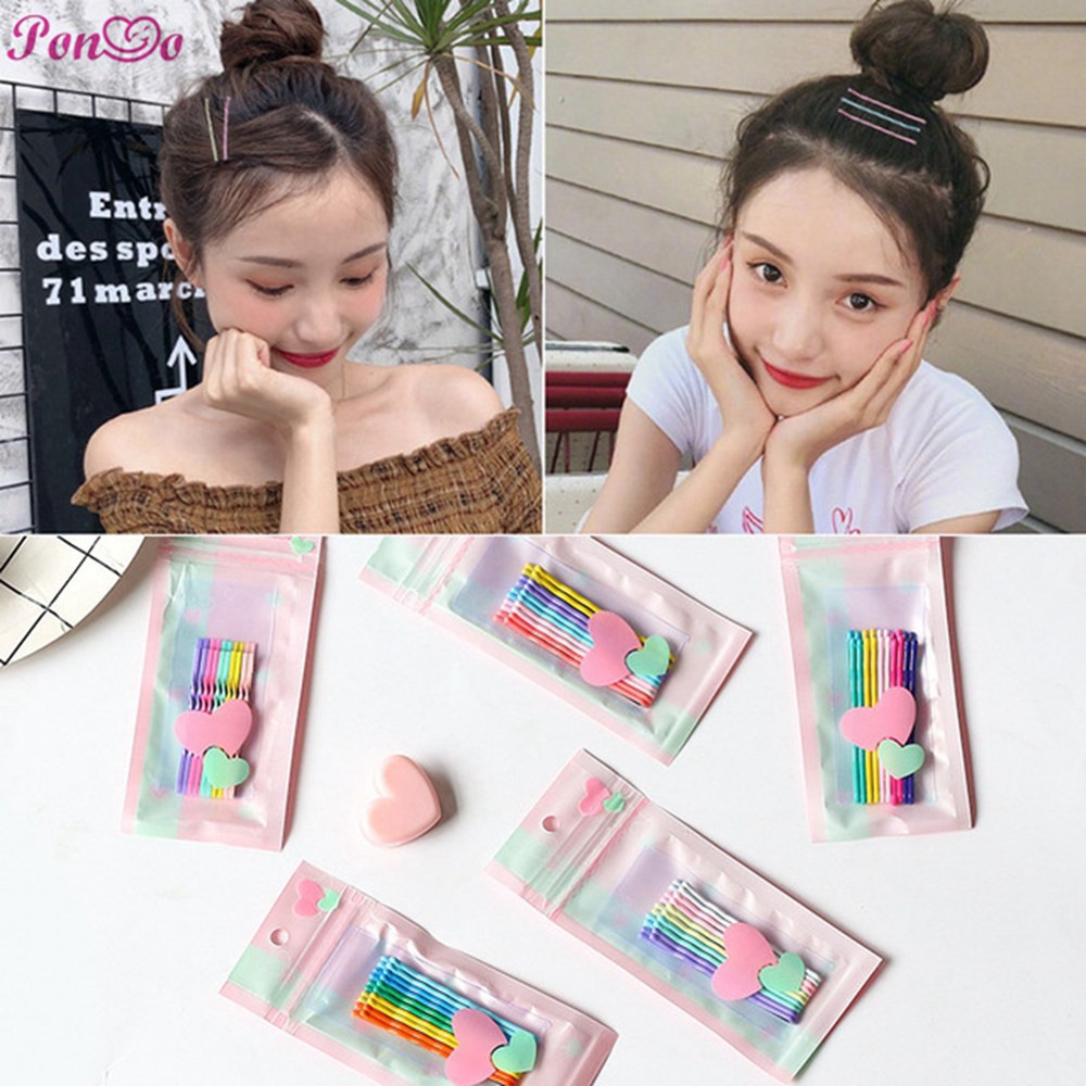 Set 10 Kẹp Tóc Màu Sắc Cầu Vồng Xinh Xắn Cho Nữ