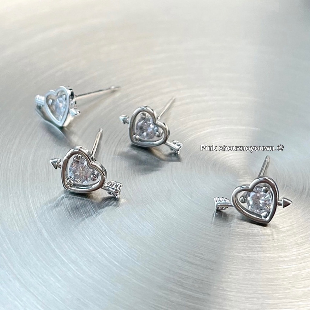 Bông Tai Hình Trái Tim Đính Đá Zircon mini Đơn Giản Thời Trang Harajuku