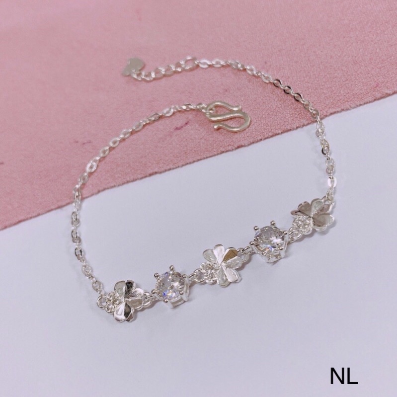 Lắc tay bạc nữ cỏ 4 lá may mắn cam kết bạc thật - Kho sỉ bạc Nhất Linh