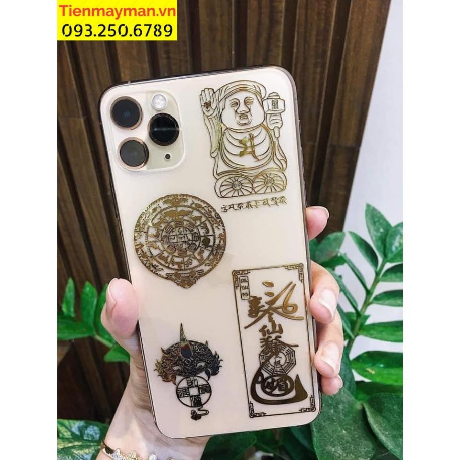 Bộ 4 Linh Phù Tài Lộc THẦN TÀI CẦM BÚA - T.IỀN VÔ NHƯ NƯỚC - HỒ LY - CHUYỂN VẬN dán điện thoại , laptop đẹp lung linh