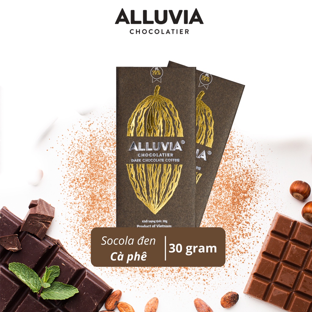 Socola đen nguyên chất vị Cà Phê đắng vừa ít ngọt Alluvia thanh nhỏ 30 gram Dark chocolate coffee