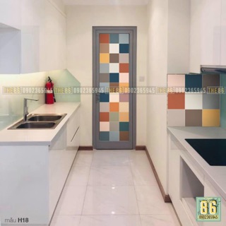 Decal gạch bông dán cửa màu trơn