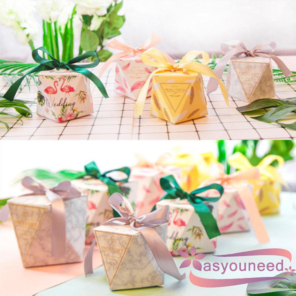 Aydღ10 piezas de Cajas de Regalo bolsas de cajas de dulces creativa impresión boda fiesta suministros DIY cinta de