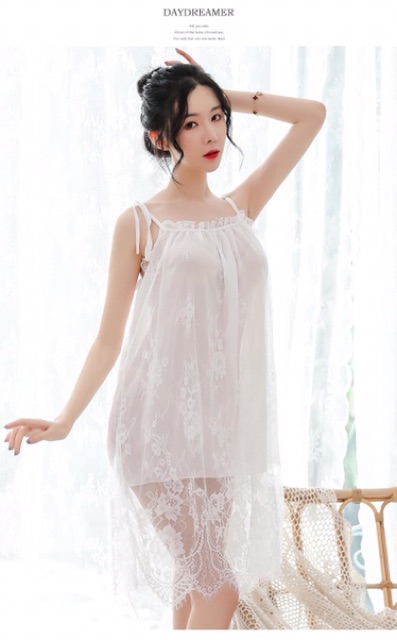 [TẶNG QUẦN CHIP] Đầm Ngủ, Váy Ngủ Ren Hai Dây Sexy | BigBuy360 - bigbuy360.vn