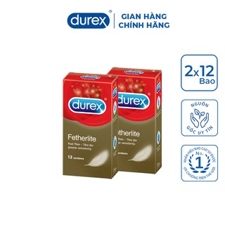 Bộ 2 hộp bao cao su Durex Fetherlite 12 bao (12 cái/hộp, size 52,5mm)