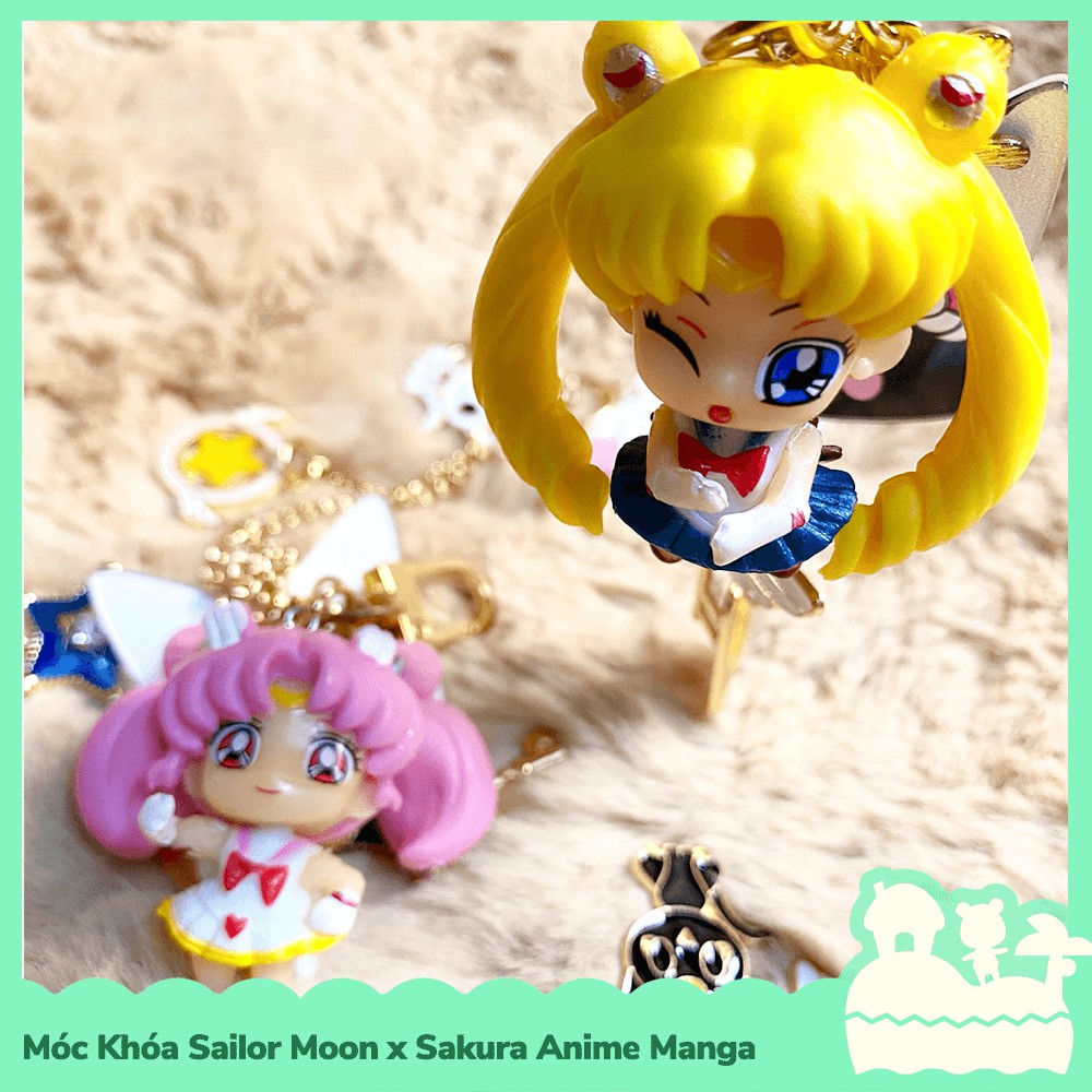 [Sẵn VN - NowShip] Móc Khóa Keychain Thủy Thủ Mặt Trăng Sailor Moon x Sakura & Black White Cat Hoạt Hình Manga Anime