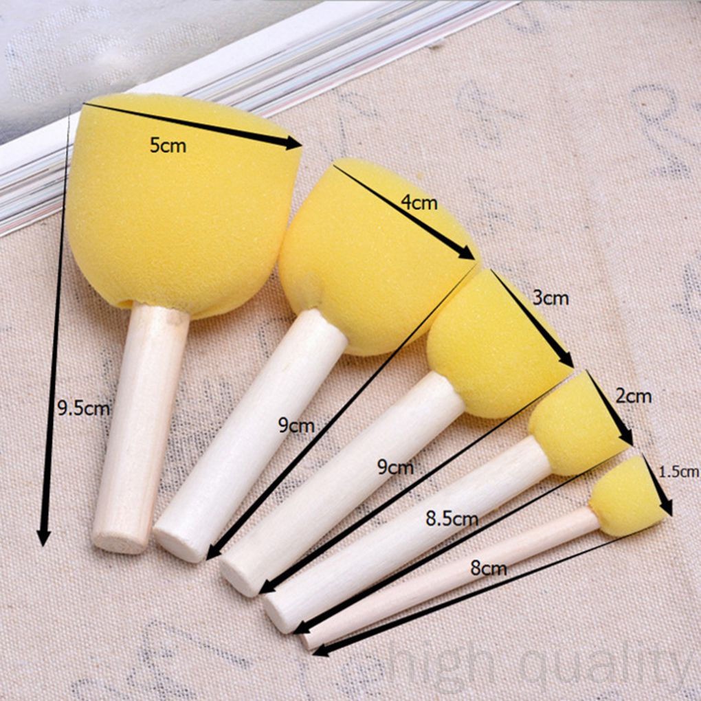 Set 5 cọ bọt biển đầu tròn hỗ trợ vẽ tranh thủ công tiện lợi