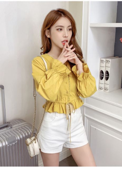 Áo tiểu thư ulzzang gài nút ren xinhh yêu