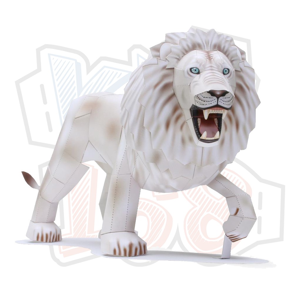 Mô hình giấy động vật Sư tử trắng