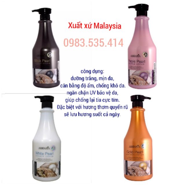 Sữa tắm ngọc trai argasia 1100ml. Malaysia chính hãng