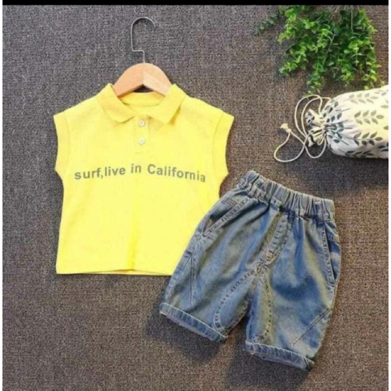 Bộ short polo hoạ tiết cá heo bé trai