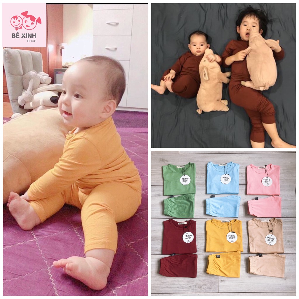 Minky mom đồ bộ dài tay cho bé gái bé trai trẻ em [XÃ HÀNG] bộ Minky mom chính hãng thun lạnh DÀI TAY CẠP CAO cho bé gái