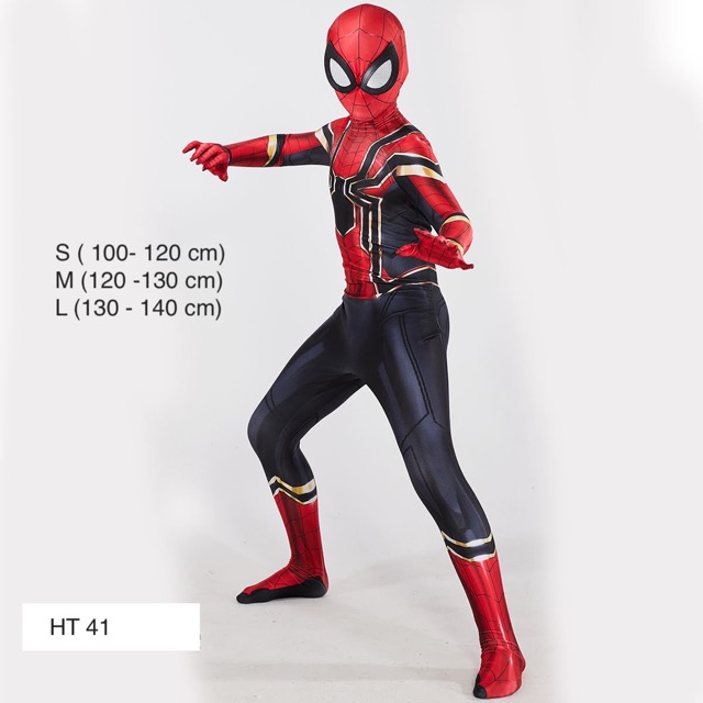 Bộ quần áo trẻ em trang phục hoá trang Người nhện Spiderman viền vàng. HT41